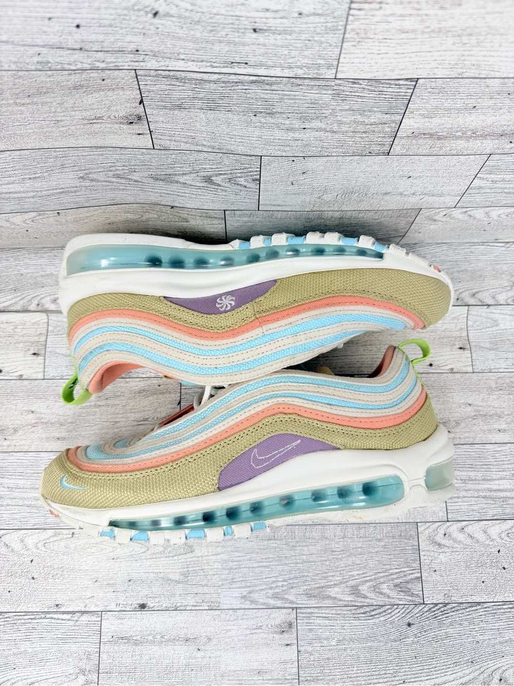 Nike Air Max 97 SE GS Sun Club Copa Sail Wheat Grass DQ-4126-400 7Y-8.5 Woman - Picture 5 of 11